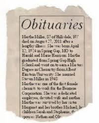 Image result for obituary with picture